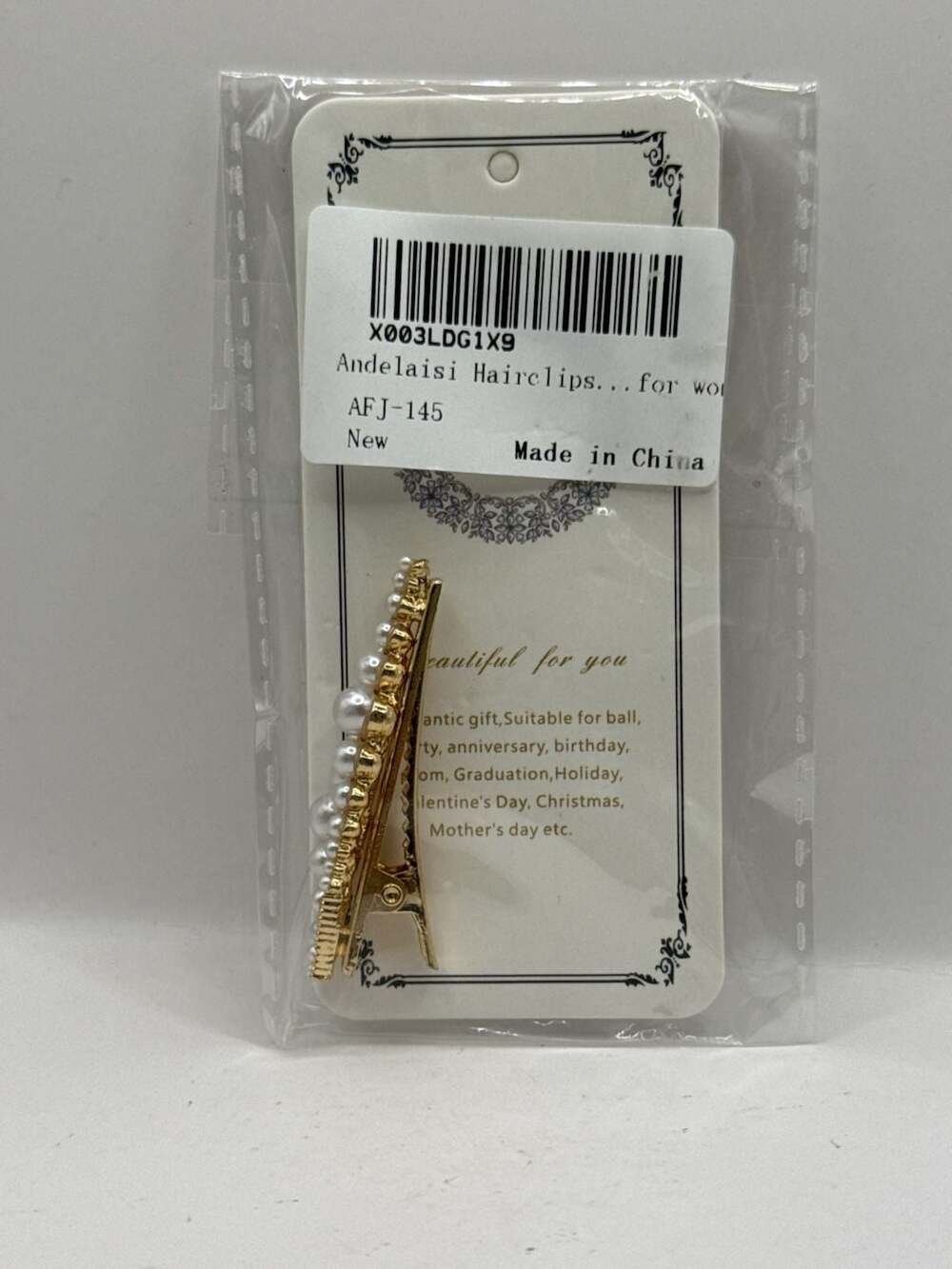 Andelaisi Pearl Hairclip Gold Faux Pearl Hair Clip New